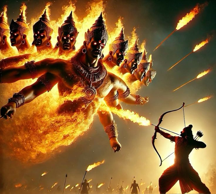 Rama and Ravana in battle